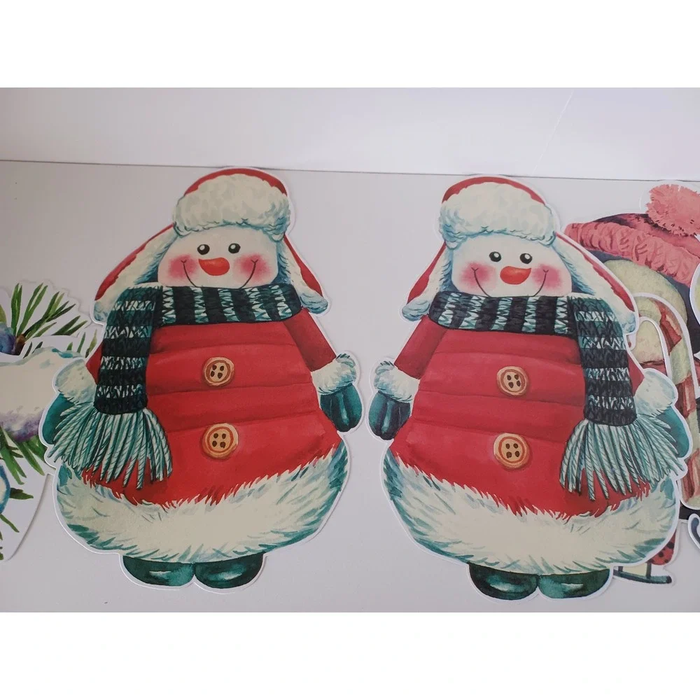 Vintage Looking Christmas Seasonal Holiday Wall Art Set of Six Decorations